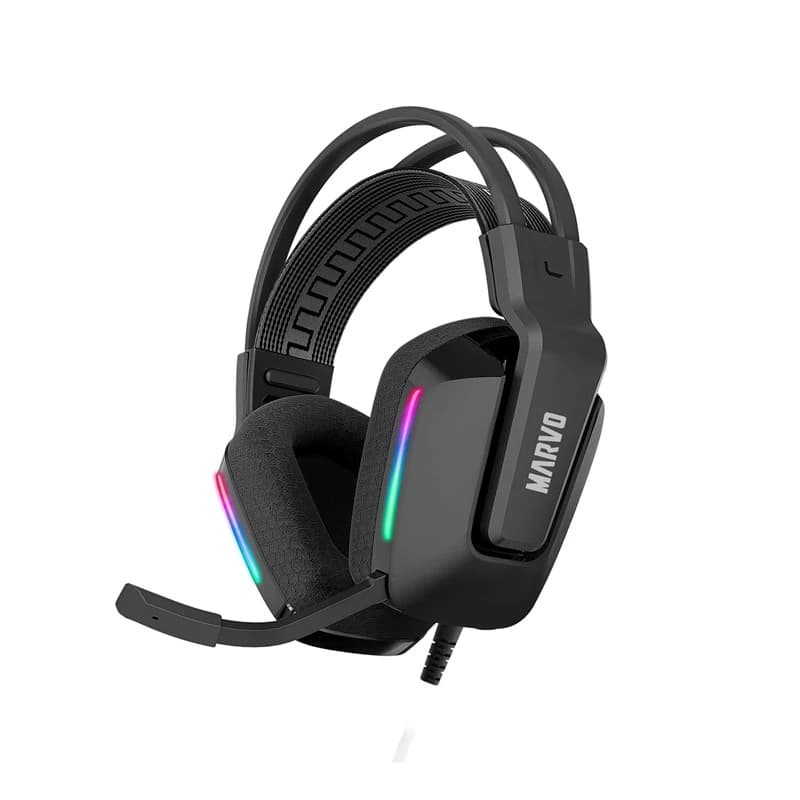 Audifono Marvo Gaming Usb+3.5Mm Negro Con Microfono Rgb H8619