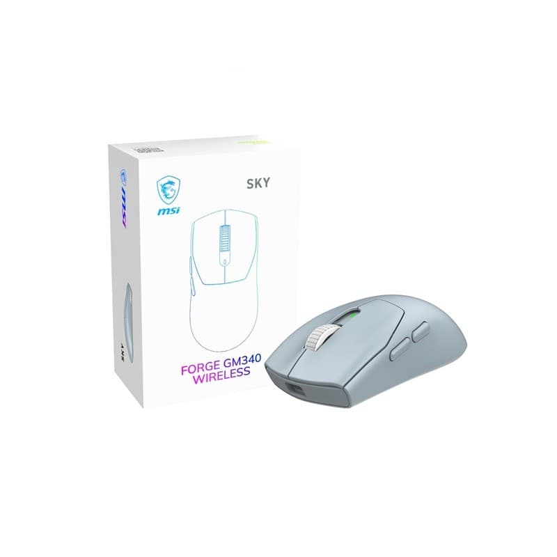 Mouse inalambrico msi forge gm340 azul cielo 2.4ghz bt usb paw3311 57g