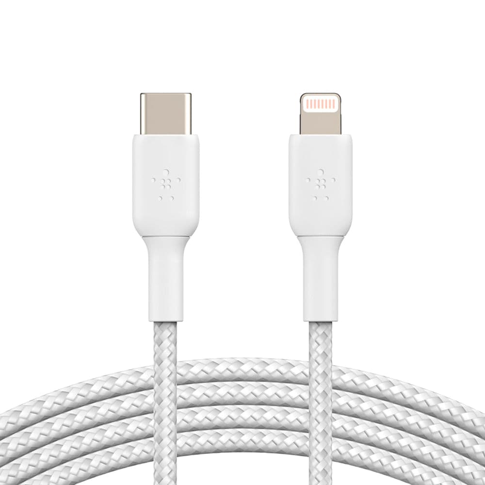 Cable trenzado lightning a usb-c 1mt blanco