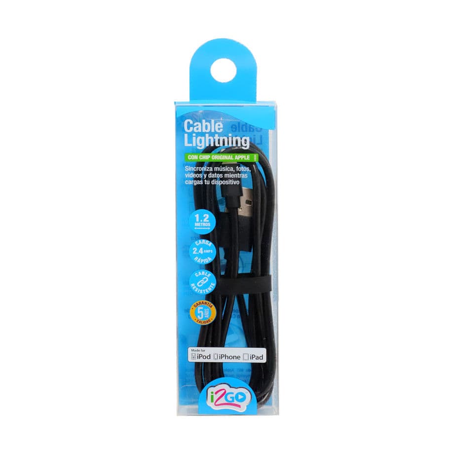 Cable lightning carga y sincroniza mfi 1m