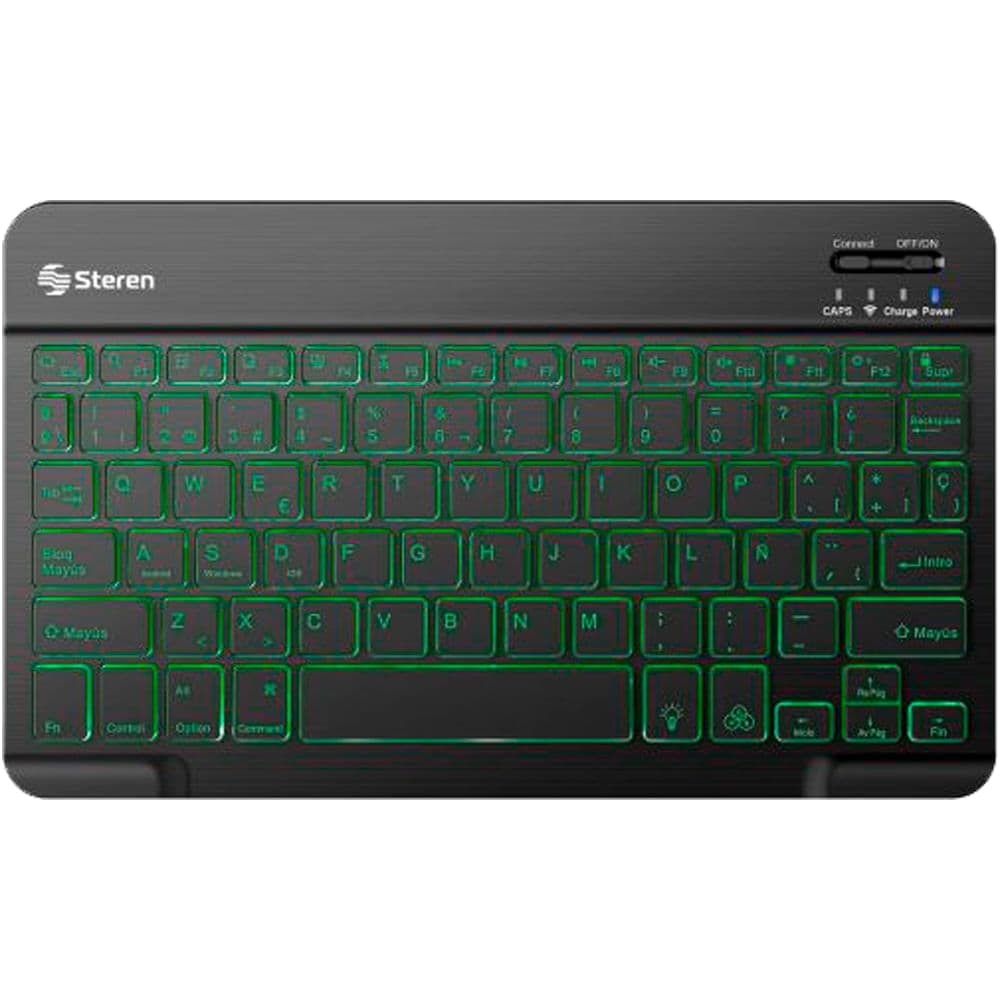 Teclado bluetooth recargable con iluminación multicolor