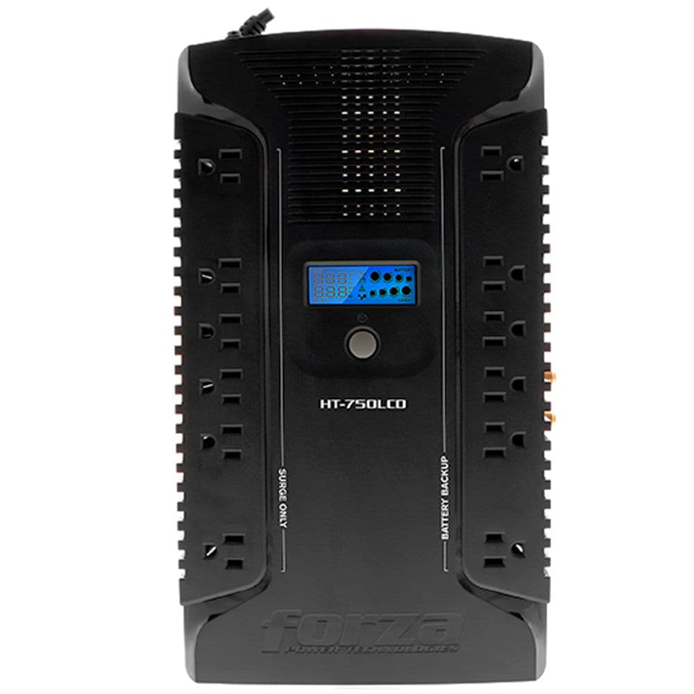 Regulador de voltaje Forza 750Voltios/ 450Watts 12 tomas certificados NEMA 5-15R + 3 puertos USB