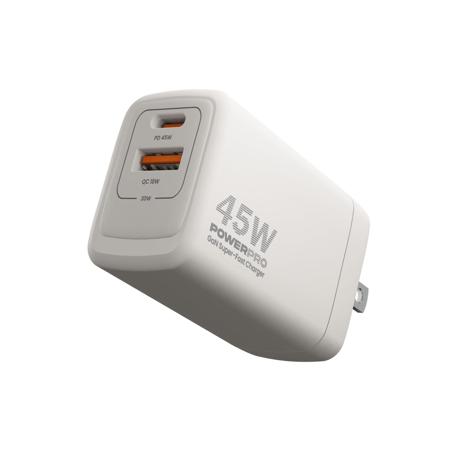 Cargador de pared Unno Tekno GaN Pd45w Dual Usb A & C