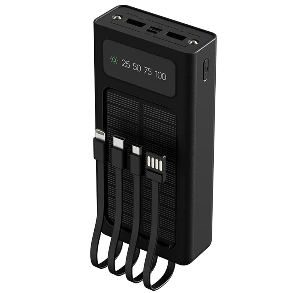 Powerbank con carga solar con cables de carga de 20.000mah 15W