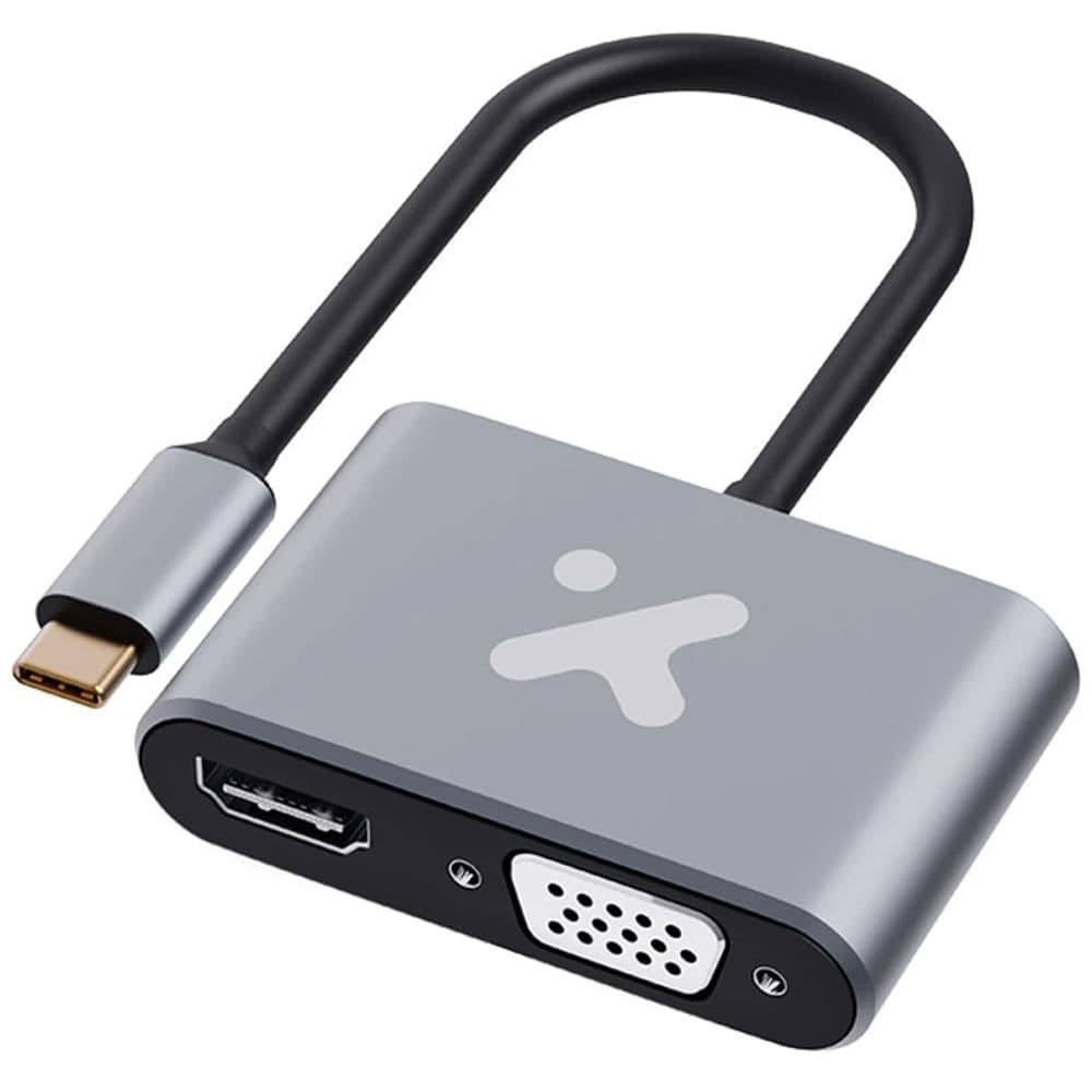 Adaptador multipuerto 2 en 1 de USB-C a HDMI y VGA