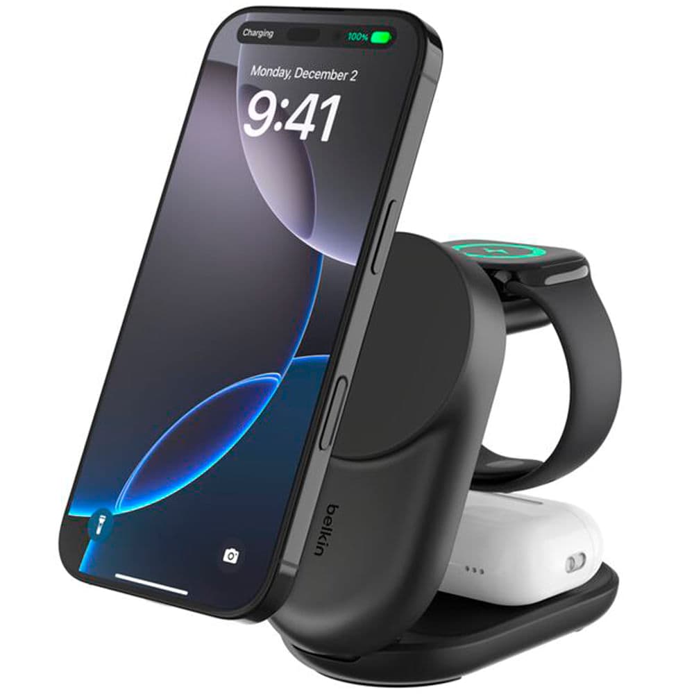 Base de carga magnética Belkin UltraCharge 3 en 1 Qi2 25W