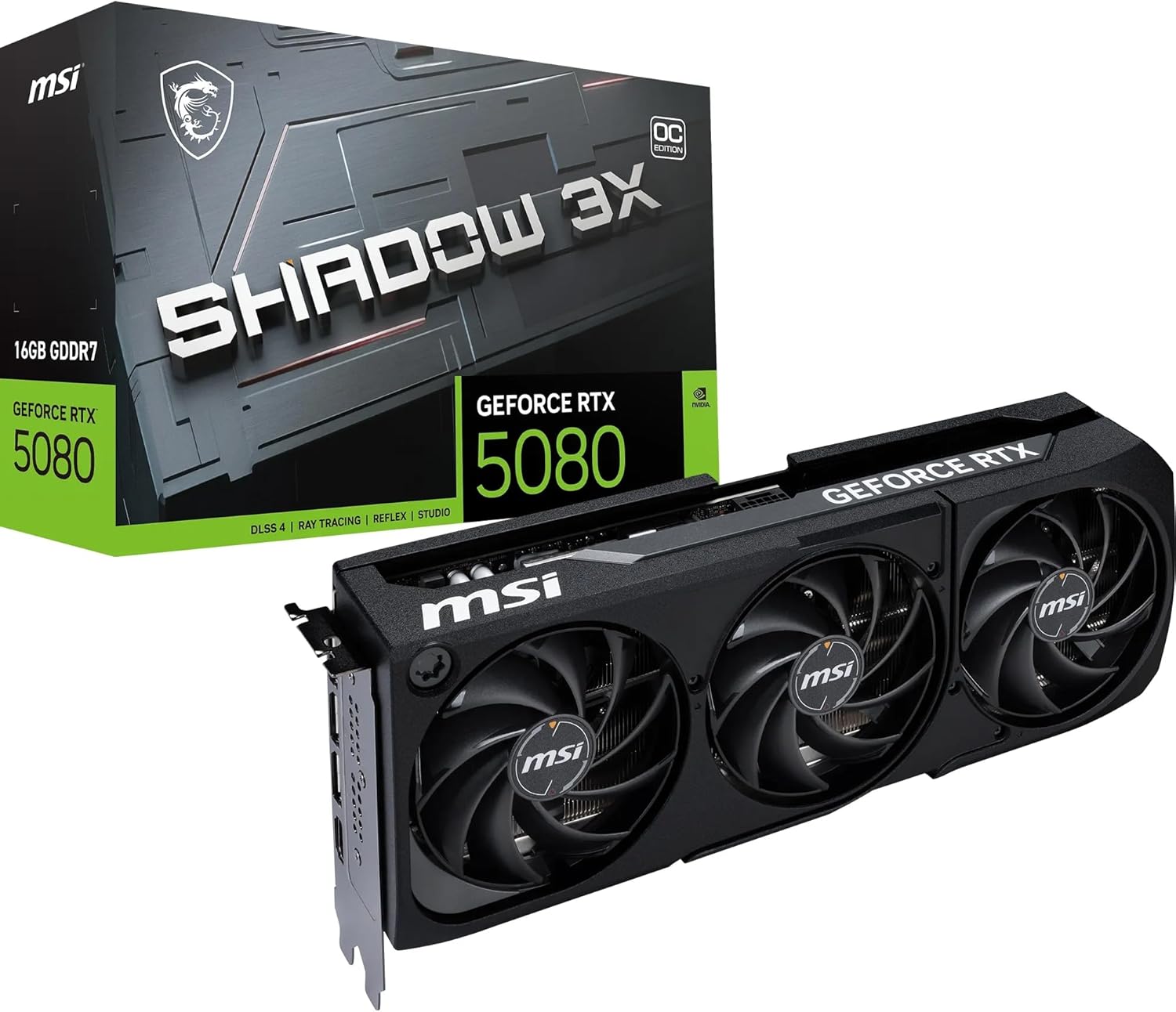 TARJETA DE VIDEO MSI GEFORCE RTX 5080 16G SHADOW 3X OC GDDR7 2655 MHZ