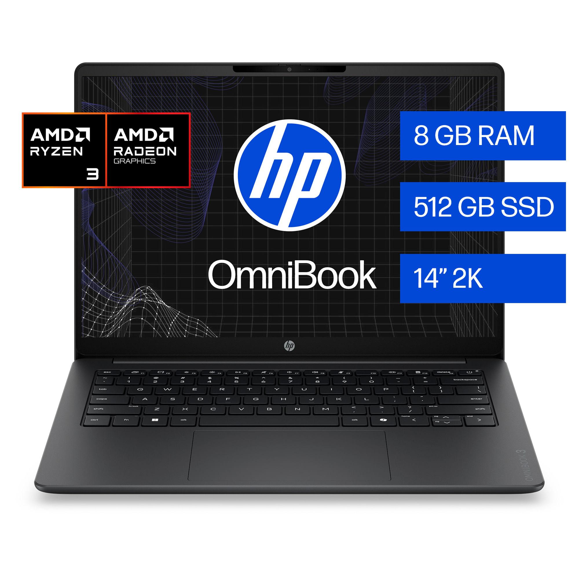 Laptop HP OmniBook AMD Ryzen 3-30 8GB RAM + 512GB SSD de 35.56 cm (14")