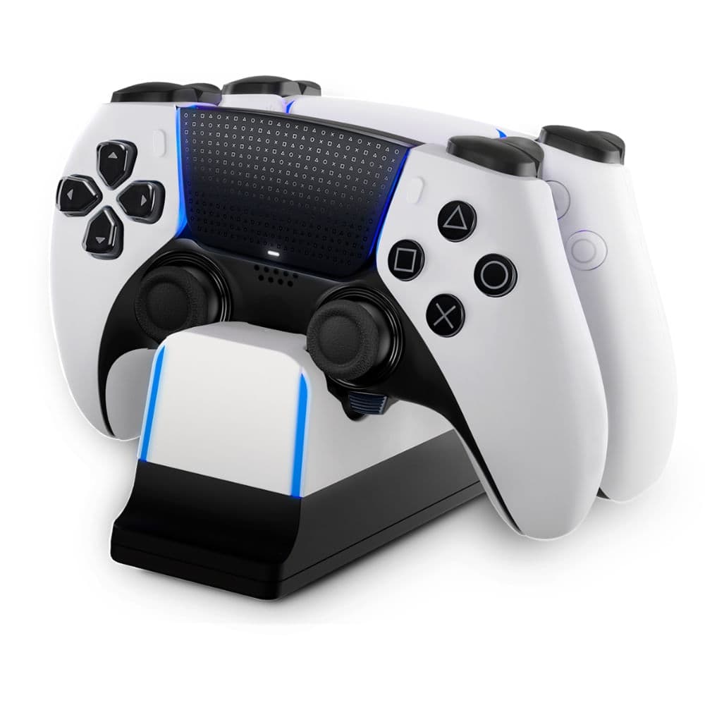 Base de Carga NEXT para 2 Controles DualSense PS5 - LED, USB, Blanco Negro - NX-PS5CHRG2