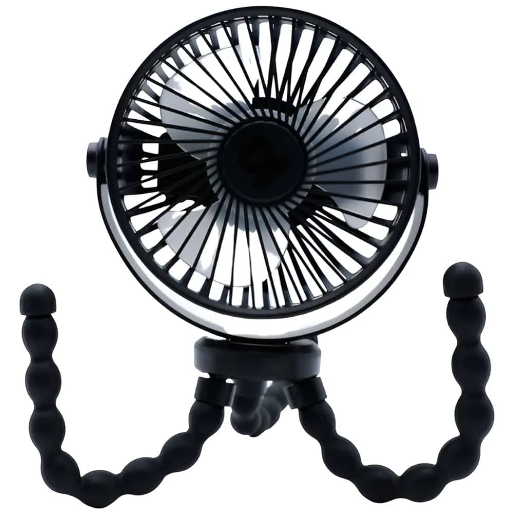 Ventilador recargable negro para coche de bebé