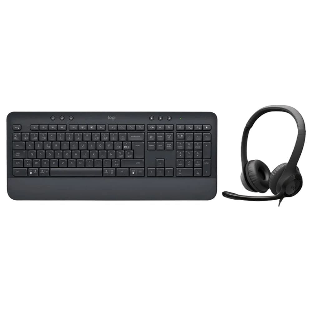 Bundle Logitech teclado Signature K650 + Audífonos cableados USB H390