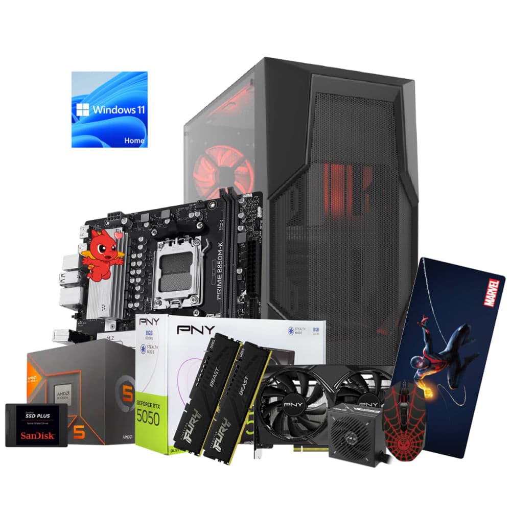 CPU Gaming Spider Clon AMD Ryzen 5-8600G + Nvidia RTX 5050 16GB DDR5 + 1TB SSD + regalía