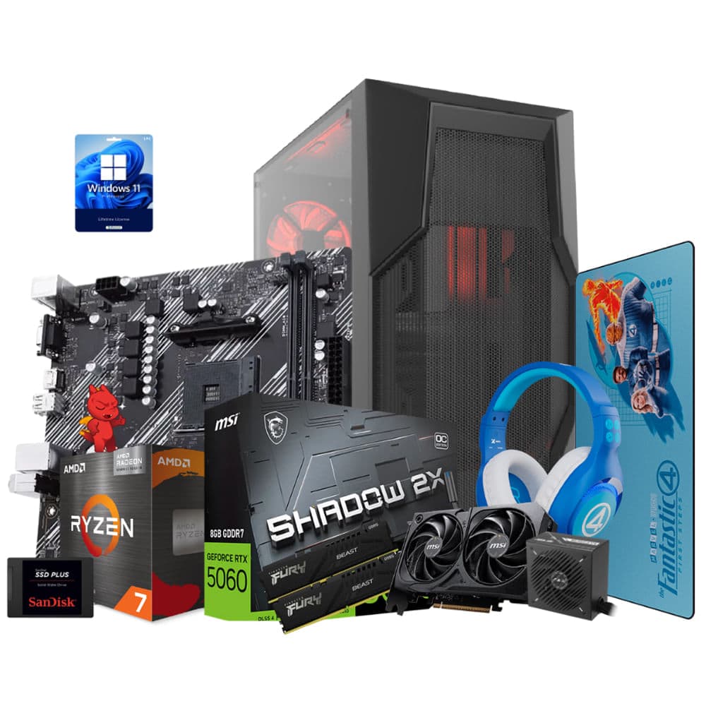 CPU Gaming Fantastic Clon AMD Ryzen 7 5700G + Nvidia RTX 5060 16GB RAM + 1TB SSD