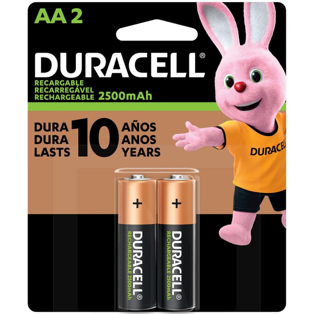 Baterías recargables Duracell AA 2500 mAh — paquete de 2
