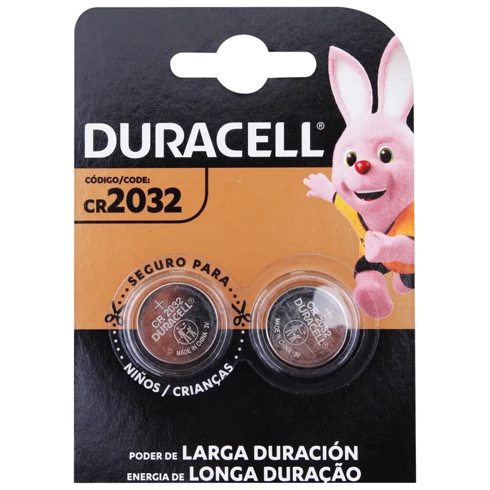 Batería de Litio Tipo Botón Duracell CR2032, Paquete de 2
