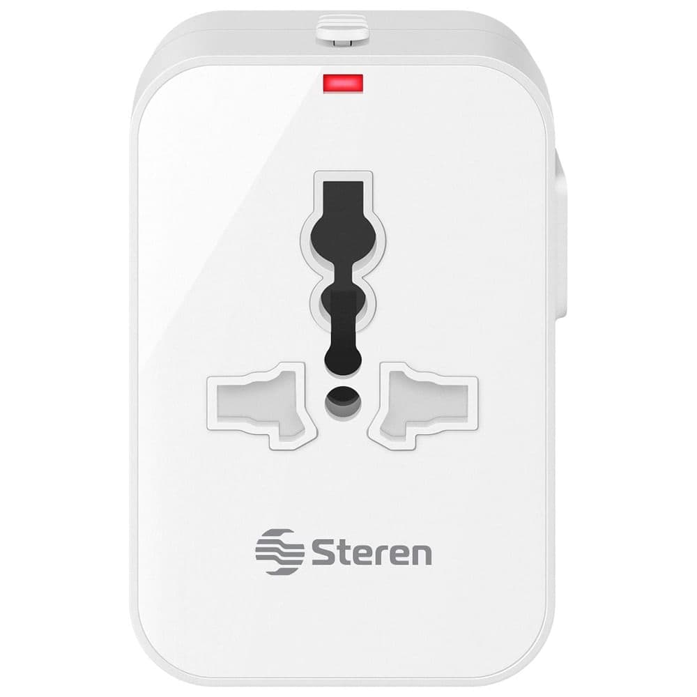 Adaptador universal de viaje Steren 905-127 con doble cargador USB
