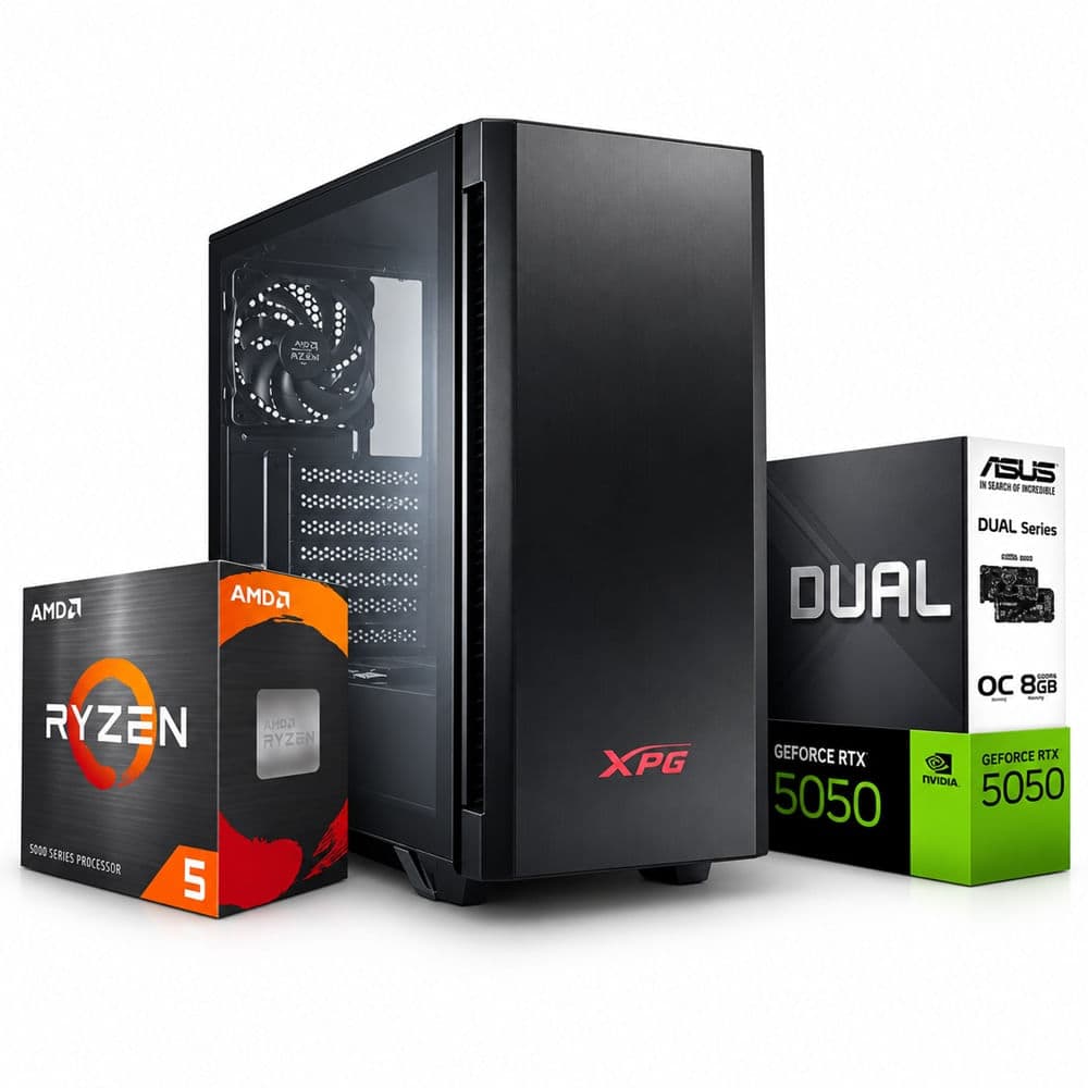 PC MAX AMD RYZEN 5 5600T 512GB SSD 16GB RAM RTX 5050 CASE XPG INVADER FUENTE 600W ADATA PROBE BRONCE